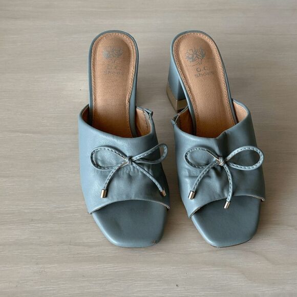 Good Choice New York Powder Blue Adison Block Heel Mules Size 7 - Picture 4 of 12